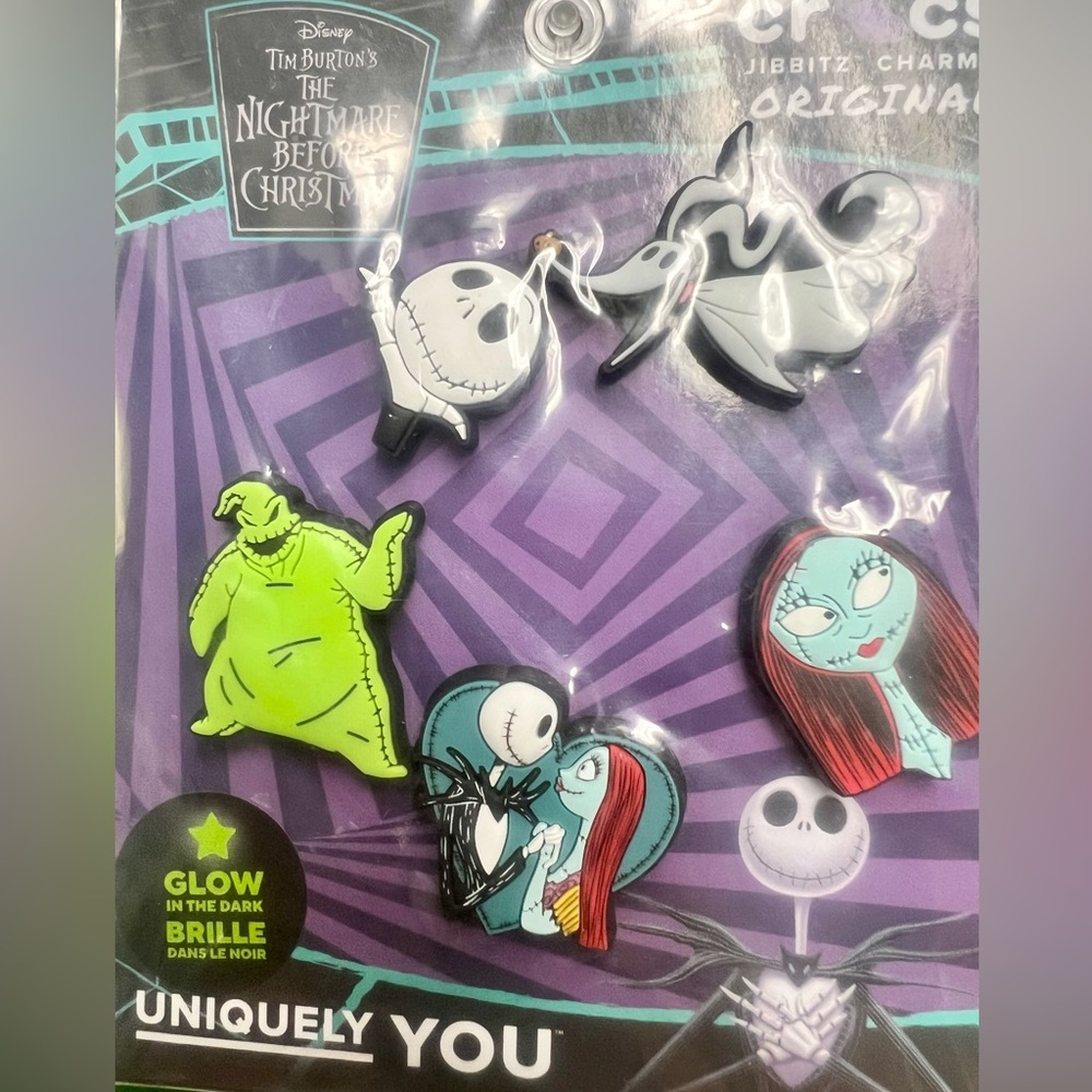Nightmare Before Christmas Charms Jibbitz 5 Pack Glows In Dark